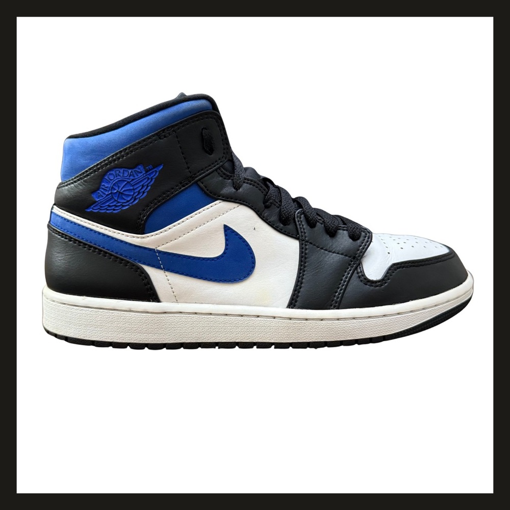 Nike Air Jordan 1 Mid 554724-140 Racer Blue Black White Mens 9.5 Great Condition